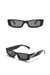 One Pc New Stylish Six Colors Letter Metal Decor Small Square Shape Plastic Frame Polarized Uv Protection Sunglasses Black