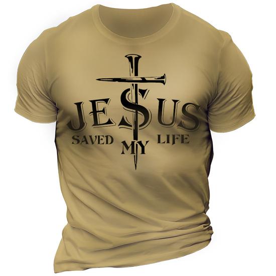 Jesus Saved My Life Men's Outdoor Tactical Short Sleeve T-Shirt