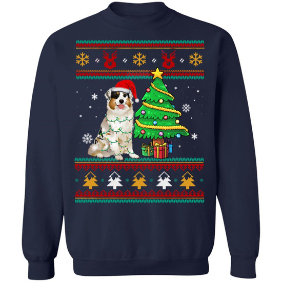 Australian shepherd ugly christmas sweater best sale