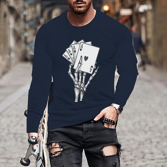 T-shirt Limp'in Thème Poker - Taille S Homme - Col V - Marron - Neuf Avec étiquettes