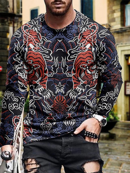 UIOKLMJH 3D Dragon Pattern Stampato Mens Polo Shirt Estate Manica Corta T- Shirt Streetwear Casual Moda Uomo Top, Polo, S