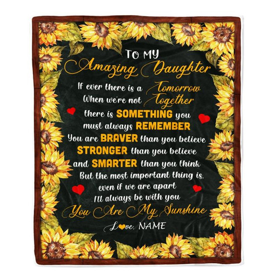 Personalized To My Daughter Blanket From Mom Mother Dad Sunflower My Sunshine I Love You Daughter Birthday Christmas Customized Bed Quilt Fleece Throw Blanket Thegiftio UK