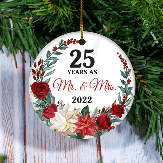 25th Wedding Anniversary Ornament Married 25 Years As Mr and Mrs For Couples Christmas Husband Wife Wedding Gift Holiday Decoration Christmas Tree Ornament Thegiftio UK