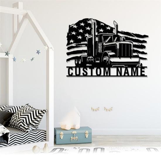 Personalized Semi Truck Sign Trucker Gifts Truck Driver Custom