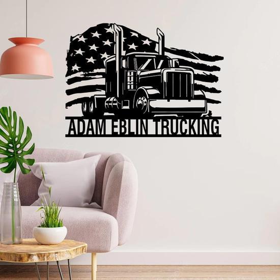 Personalized Semi Truck Sign Trucker Gifts Truck Driver Custom