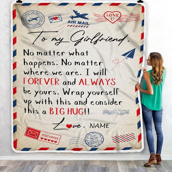 Personalized To My Fiancé Blanket From Fiancée Big Hug Air Mail Letter Fiancé Birthday Anniversary Valentines Christmas Gift Bed Fleece Throw Blanket