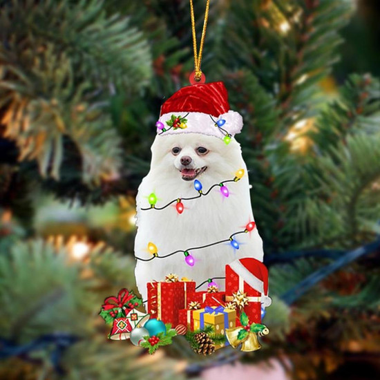 WHITE Pomeranian Dog Be Christmas Tree Hanging Ornament Thegiftio UK