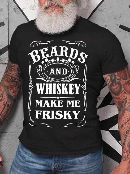 Beards And Whiskey Make Me Frisky Funny T-Shirt Beards And Whiskey Make Me Frisky Funny T-Shirt