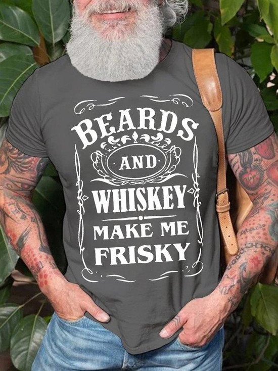 Beards And Whiskey Make Me Frisky Funny T-Shirt Beards And Whiskey Make Me Frisky Funny T-Shirt