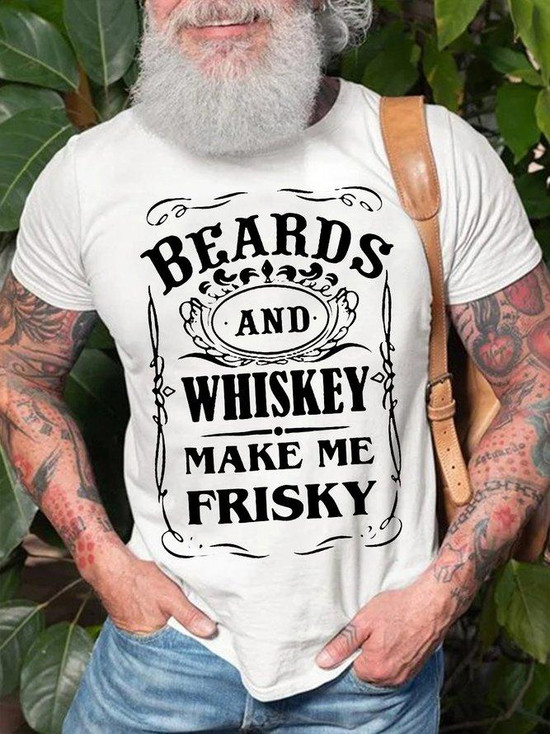 Beards And Whiskey Make Me Frisky Funny T-Shirt Beards And Whiskey Make Me Frisky Funny T-Shirt