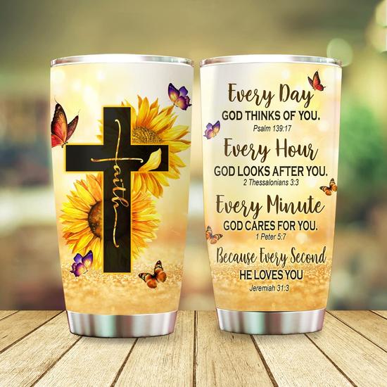 Faith Cross Tumbler, Butterfly Sunflower Bible Verses Tumbler, Christian  Gifts for Women, Inspirational Gift for Women, Religious Gifts 20oz  Stainless Steel with Lid Cold & Hot Coffee Water - Thegiftio