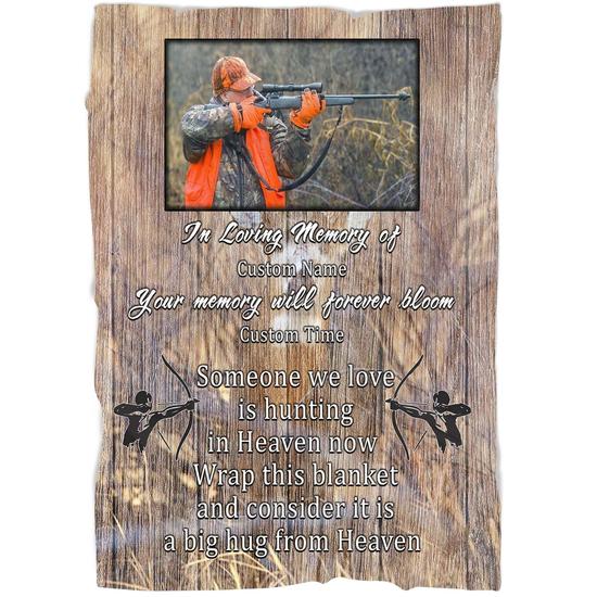 Memorial Blanket - Personalized Hunting Memorial Fleece Blanket Home Decor Bedding Couch Sofa Soft And Comfy Cozy Memorial Gift