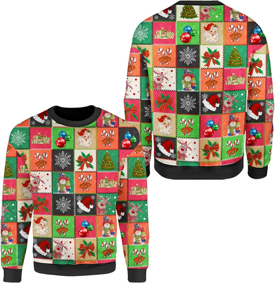 All Over Print Sweatshirt for Christmas Christmas Patterns Holiday SweatersUgly Christmas Sweater for Men Family Thegiftio UK