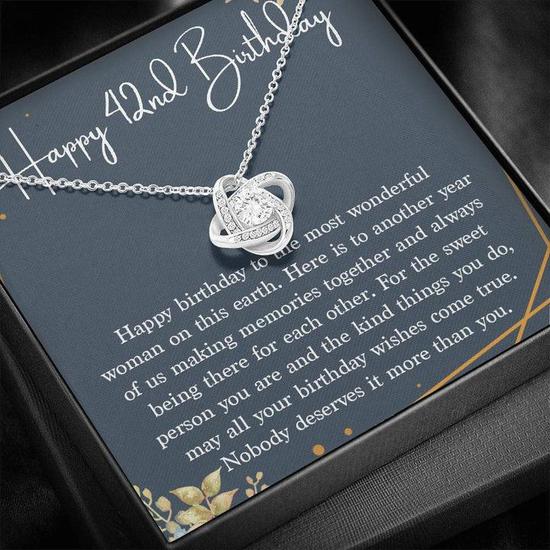 Happy 42Nd Birthday Necklace Gift For Her, 42Nd Birthday Gifts For 