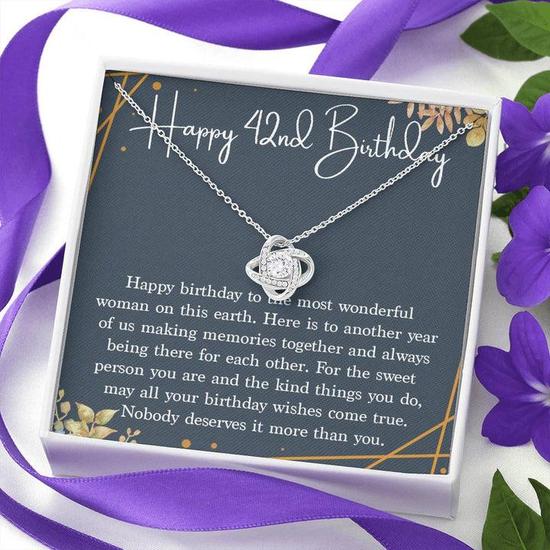Happy 42Nd Birthday Necklace Gift For Her, 42Nd Birthday Gifts For 