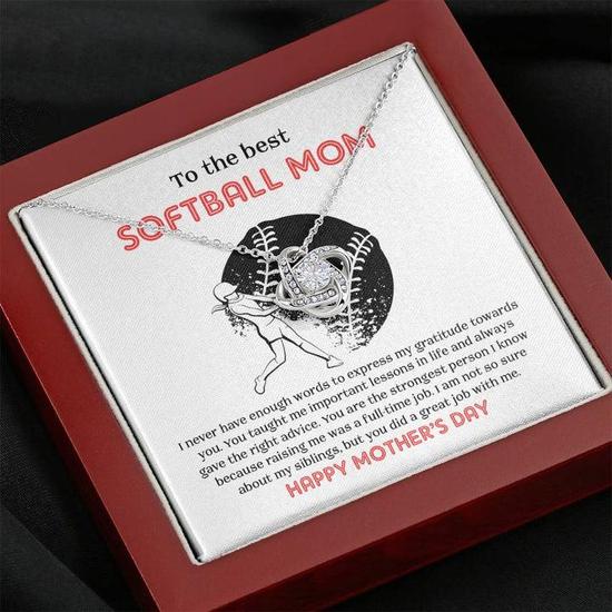 To The Best Softball Mom - Mother's Day Gift - Love Knot Necklace