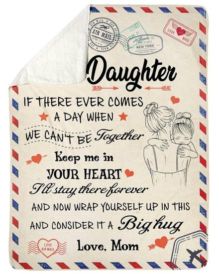 Personalized blankets for daughter, Air Mail Letter NewYork Blanket, Fleece Sherpa Blankets, mother and daughter,Christmas blankets