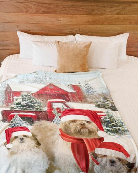 Shih Tzu Tree Farm blanket, Christmas blankets, Shih tzu Christmas gifts, Shih tzu mom blankets, Fleece Sherpa blankets, Dog mom blankets