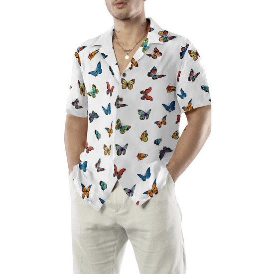 VISESUNNY Men's Dragonfly Hawaiian Shirt - Quick-Dry Button Down Short Sleeve Aloha Shirt, Multicolor, Large