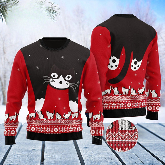 Cat Lover Tree Ugly Christmas Sweater Pun Long Sleeve T-Shirt