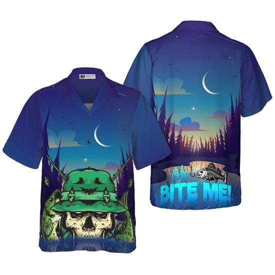 Creepy Skull Go Fishing Hawaiian Shirt, Colorful Summer Aloha Shirt For Men  Women, Perfect Gift For Friend, Team, Family, Fishing Apparel For Fisher