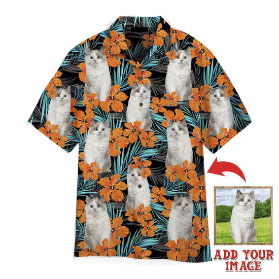 Ragdoll Cat Hawaiian Shirt Custom Photo - Funny Cat In Orange