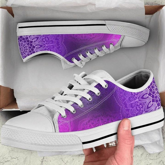 Purple Mandalas Boho Chic Bohemian Low Top Shoes Monsterry