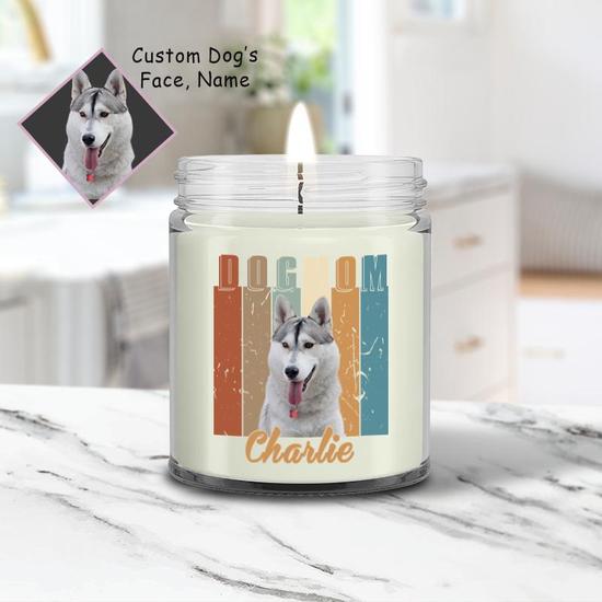 Custom Dog Mom Retro Photo Candle | Custom Photo | Dog Mom Mothers Day Gifts | Personalized Dog Mom Candle
