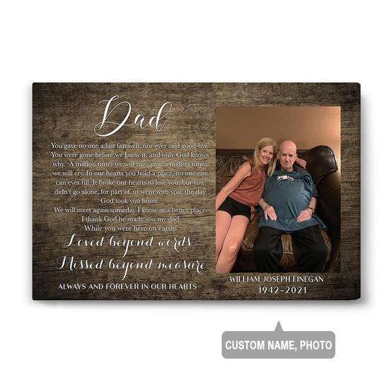 Custom Loved Beyond Words And Missed Beyond Measure Canvas | Custom Photo | Gifts For Dad | Personalized Fathers Day Canvas