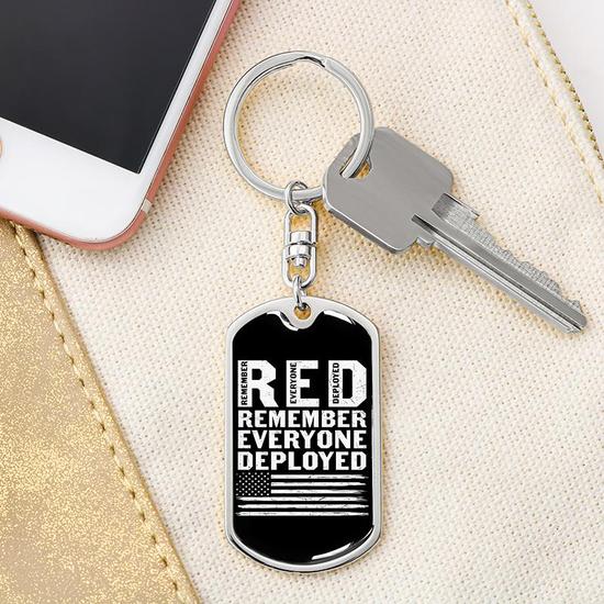 Custom Remember Everyone Deloyed Keychain With Back Engraving | Birthday Gifts For Veterans | Personalized Veteran Dog Tag Keychain
