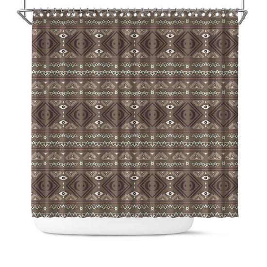 Vintage Boho Geometric Pattern Abstract Living Shower Curtain