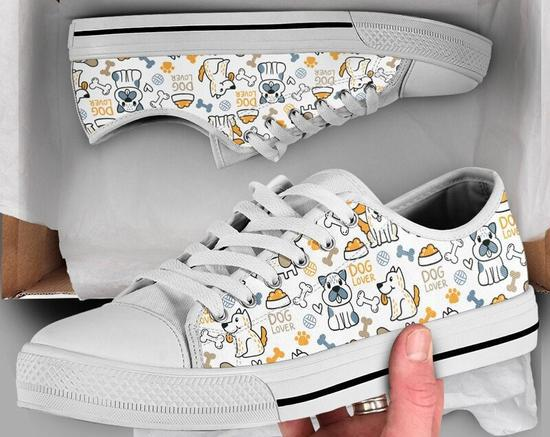 Dog Lover Shoes Dog Owner Sneakers Dog Print Pattern Pet Owner Gifts Custom Low Top Converse Style Sneakers For Women Men Monsterry