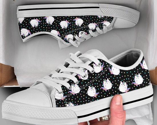 Black Unicorn Shoes Unicorn Sneakers Cute Shoes Casual Shoes Unicorn Gifts Low Top Converse Style Shoes for Womens Mens Adults Monsterry