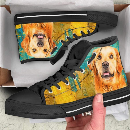 Golden Retriever Dog Sneakers Colorful High Top Shoes Gift Idea Monsterry