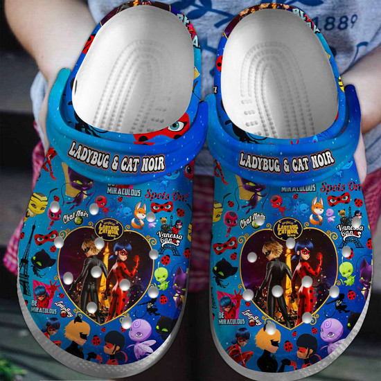 人気定番の Ladybug And Cat Noir Cartoon Crocs Crocband Clogs Shoes 靴