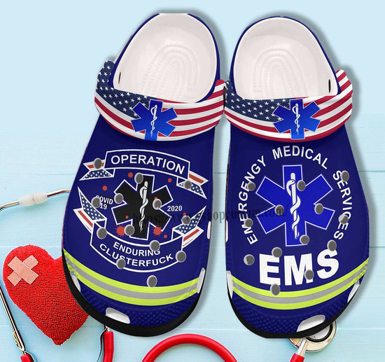 Ems Worker Shoes Gift Dad Father Day 2022 Emergency Medical Services Shoes Croc Clogs For Grandpa Monsterry