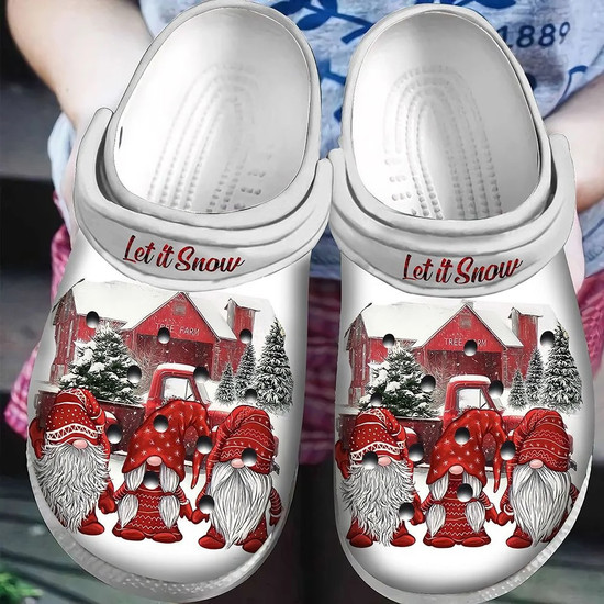 Let It Snow Gnomies Christmas Crocband Clog Shoes For Men Women Monsterry