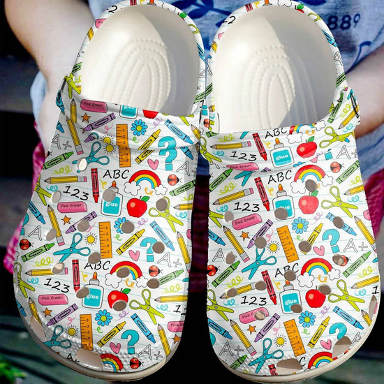 Teacher Learning Tools Pattern Crocband Clog Shoes For Men Women Monsterry