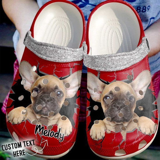 French Bulldog Personalized Crack Wall Frenchie Classic Clogs Shoes Monsterry