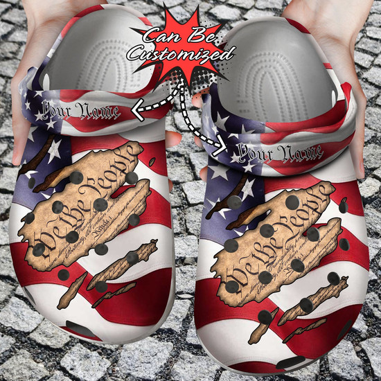 Personalized Patriotic American We The People Constitution Clog Shoes Custom Monsterry