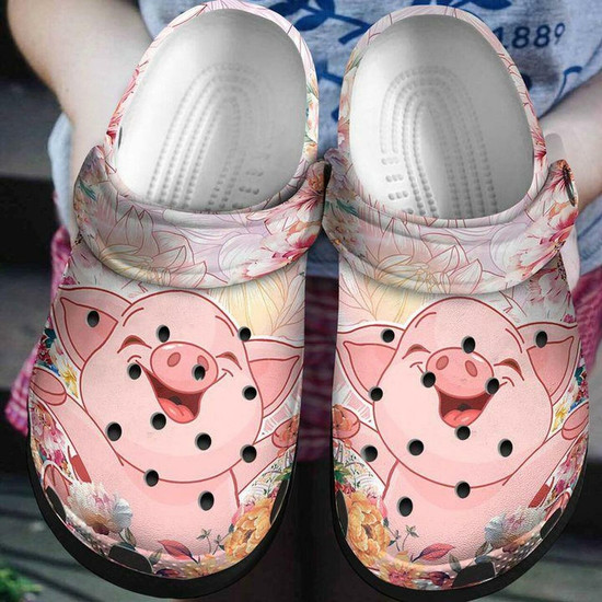 Pig Pink Cute Smile Face Comfortable For Mens And Womens Classic Water Rubber Clog Shoes Comfy Footwear Monsterry