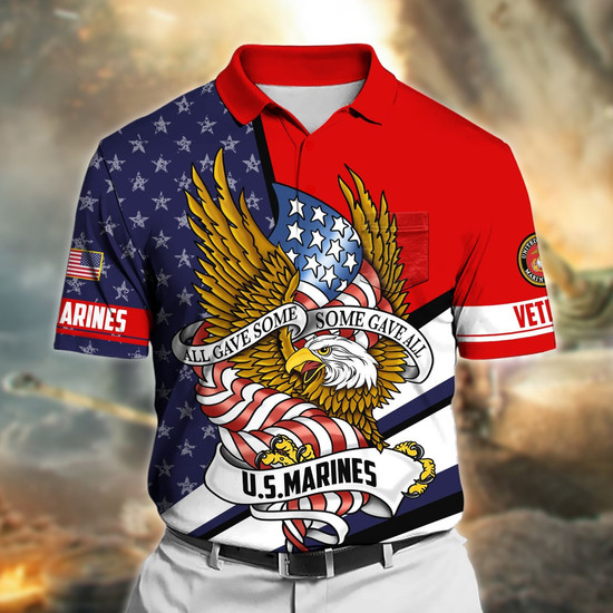 Premium All Gave Some Some Gave All US Veteran Polo Shirt With Pocket Monsterry