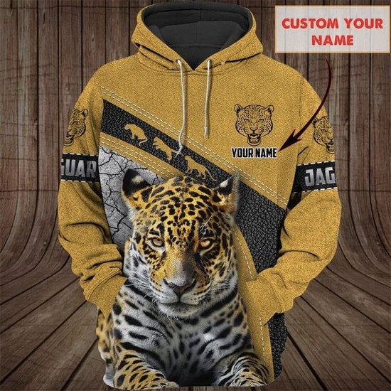 Cool Jaguar Hoodie Personalized Name Leopard All Over