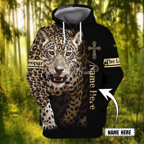 Cool Jaguar Hoodie Personalized Name Leopard All Over Printed Unisex Hoodie Gift Leopard Lovers Monsterry