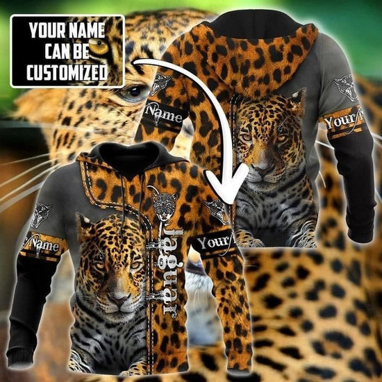 Cool Jaguar Hoodie Personalized Name Leopard All Over