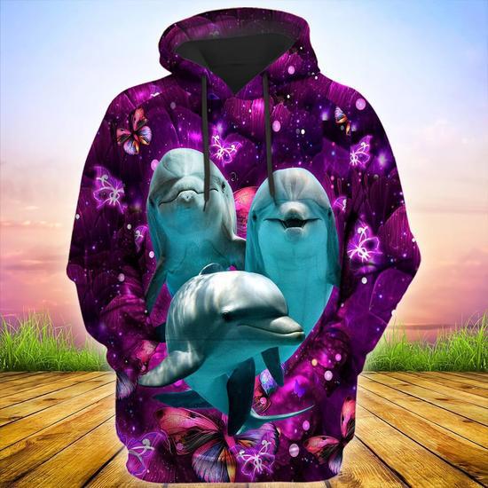 New popular fashion 3D printed ocean cartoon dolphin hoodie