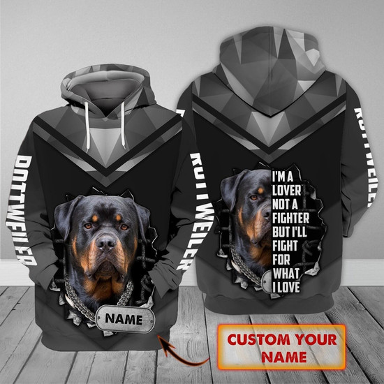Personalized Full Print Rottweiler Unisex Hoodie Gift Dog Lovers