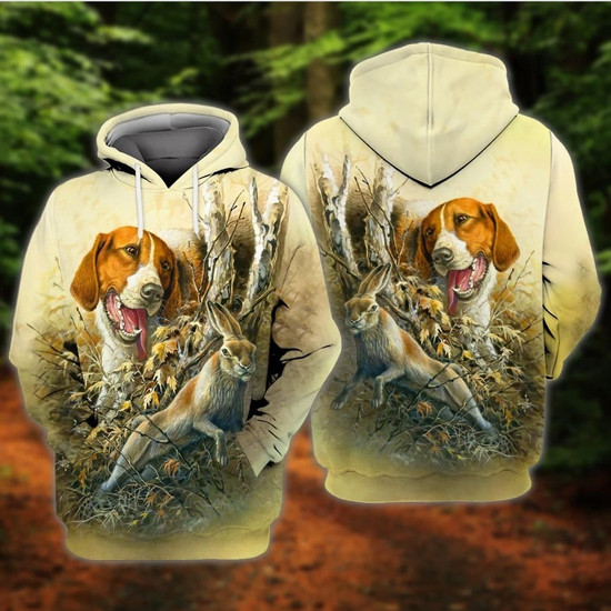 Rabbit Hunting With Beagles Orange Muddy Camo Personalized Unisex Hoodie Gift For Dog Lover Hunter Monsterry