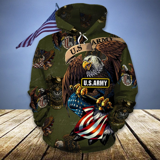 U.S Army Eagle Veteran All Over Print Hoodie Monsterry