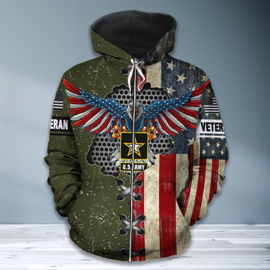 USA Army Veteran Military Soldier And American Eagle Hoodie Monsterry